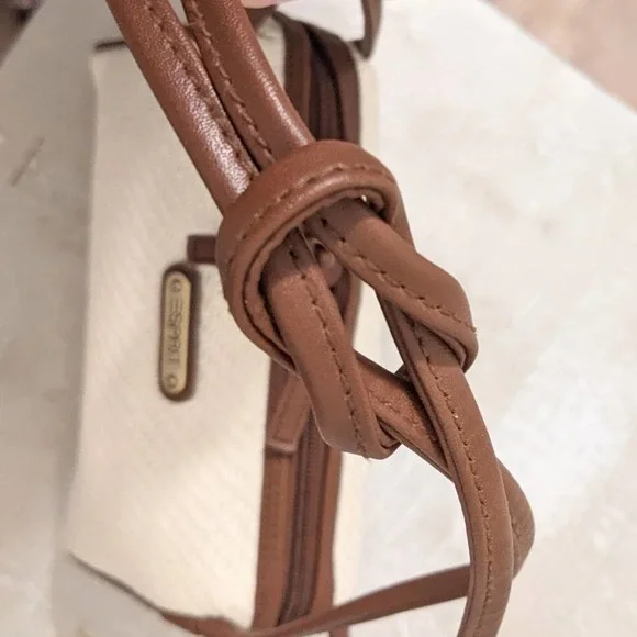 Espirit Cream and Brown Straw Purse  NWOT - Picture 6 of 7